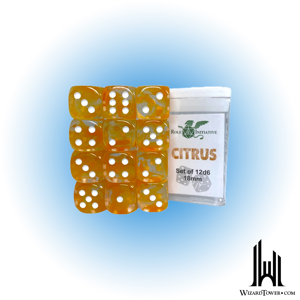 SET OF 12D6 PIPS DICE: DIFFUSION CITRUS 18MM